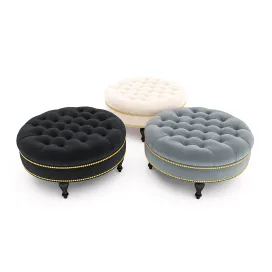 Palfrey linen modern tufted ottoman